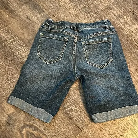 Total Girl Girls Size 10 Denim Bermuda Shorts Sequin Y2K Cuffed - Picture 6 of 8